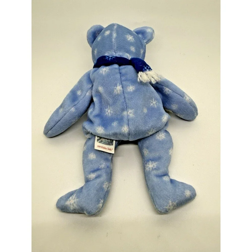 TY Beanie Baby Holiday Teddy 1999 Ice Blue Snowflake Bear Rare No Tags Plush